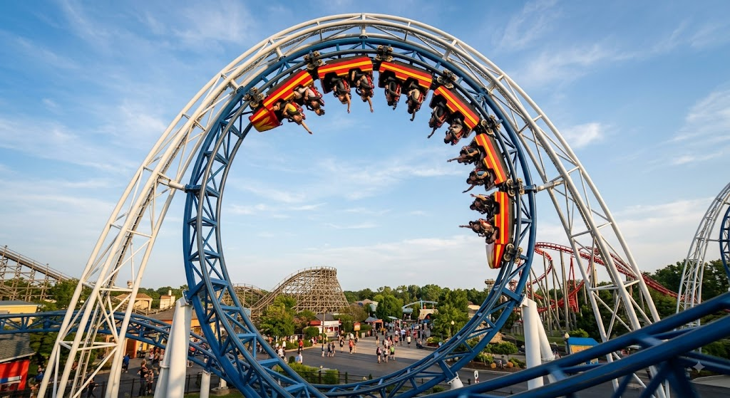 Roller coaster in a vertical loop